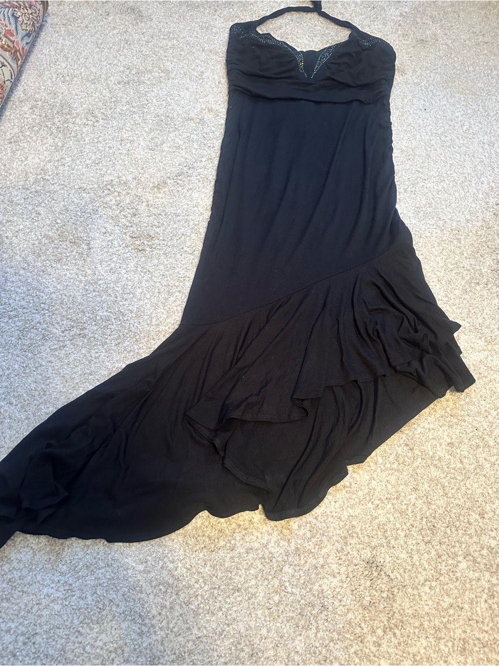 Black halter Ruffled Maxi Dress